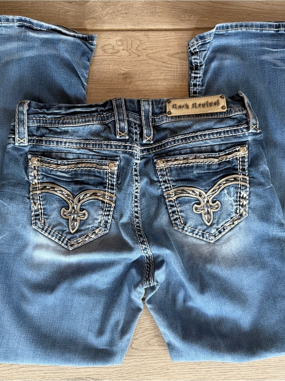 Rock Revival Women's Light Blue Embroidered Back Pocket Bootcut Jeans